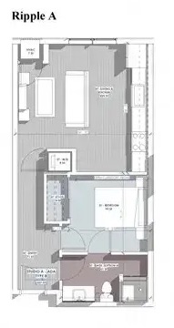 Floor plan for studio, 1 bath, 509 sqft